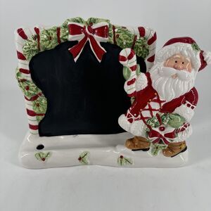 Tablet Holder & Chalkboard Fitz & Floyd Candy Cane Santa Christmas Ceramic Gift